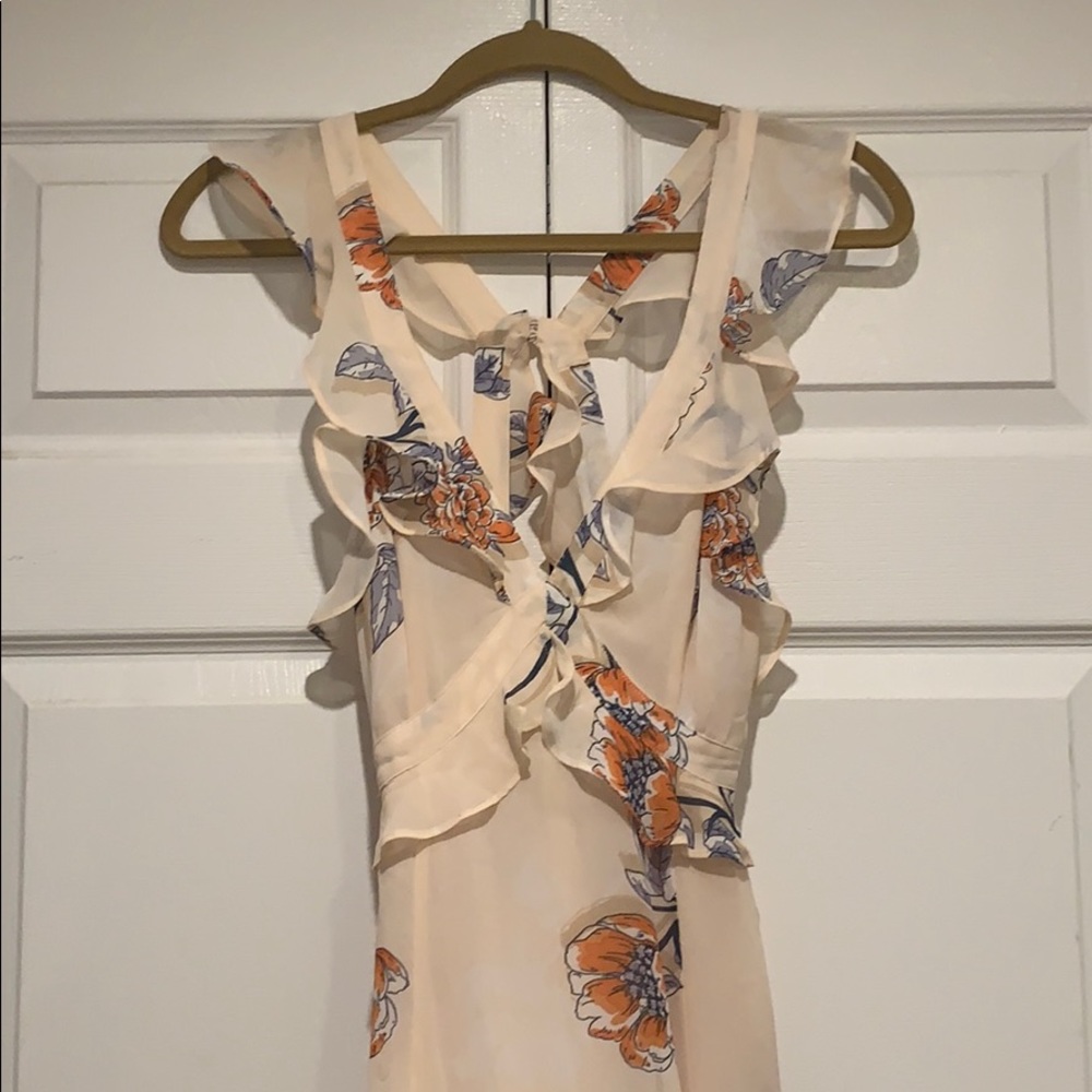 Milani Peach Floral Print Backless Midi Dress